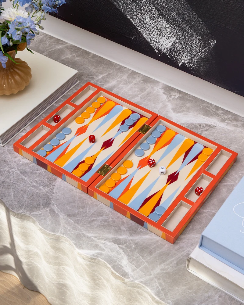 Lacquered Backgammon, Red
