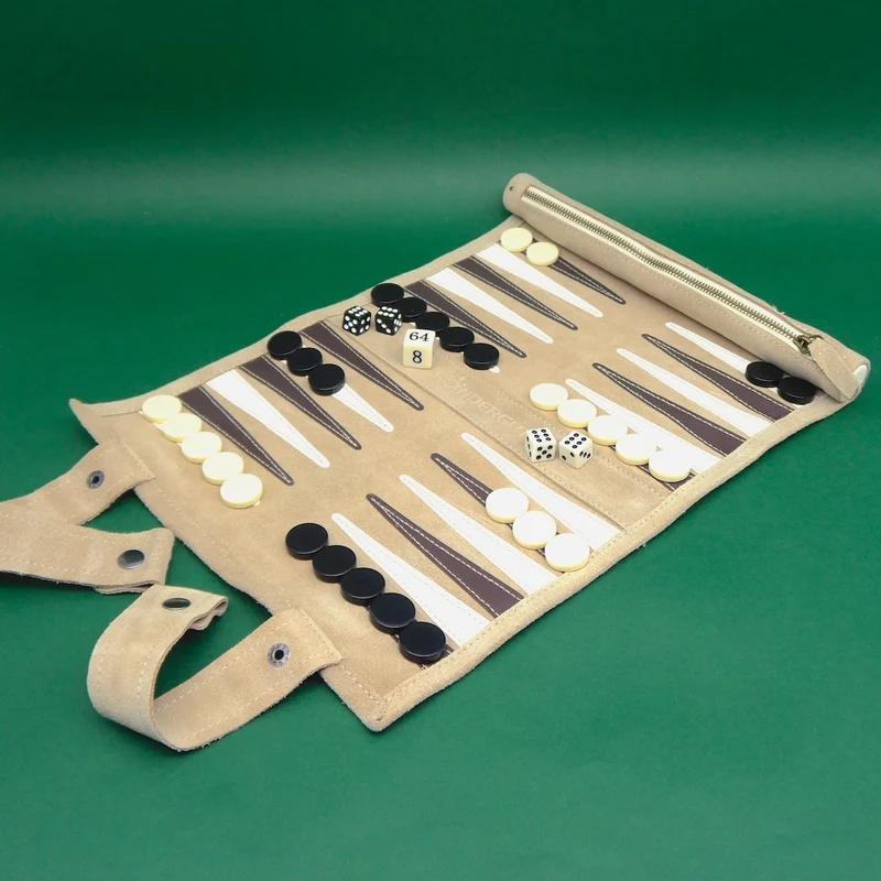 REISE-BACKGAMMON - 100% Leder
