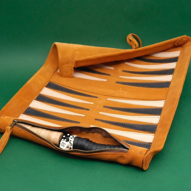 REISE-BACKGAMMON DELUXE - 100% Leder