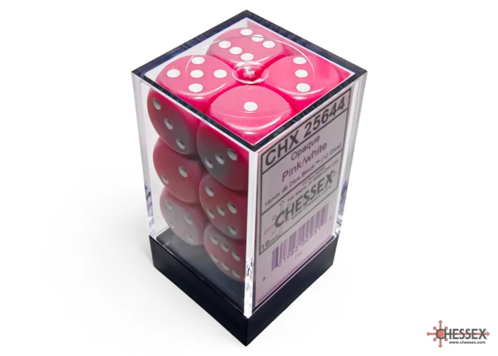 Chessex Opaque Pink/White W6 Set (16mm)