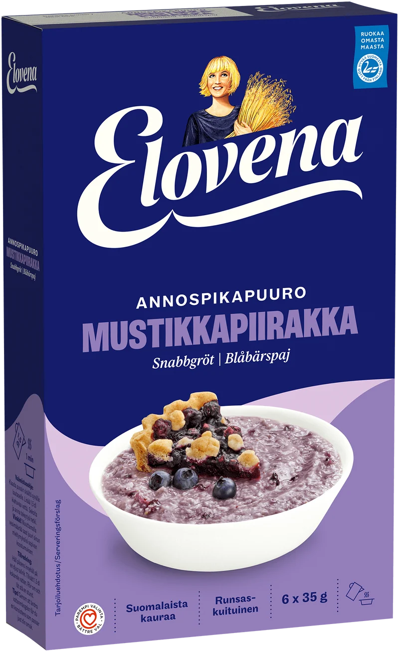 Elovena 210g mustikkapiirakanmakuinen annospikapuuro