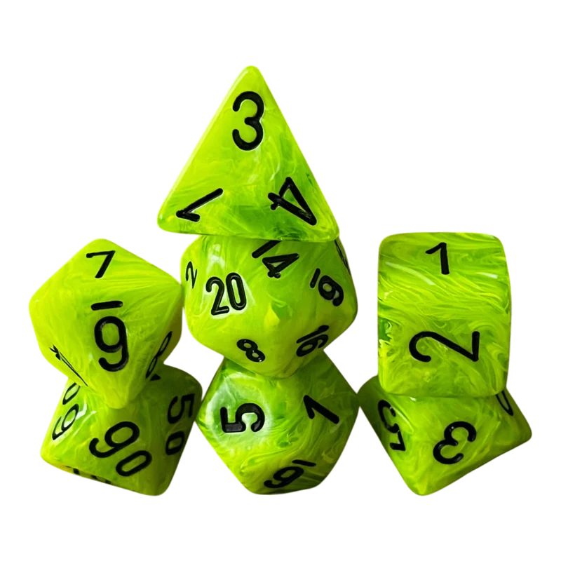 Chessex Vortex Mega‑Hedral Bright Green/black Set