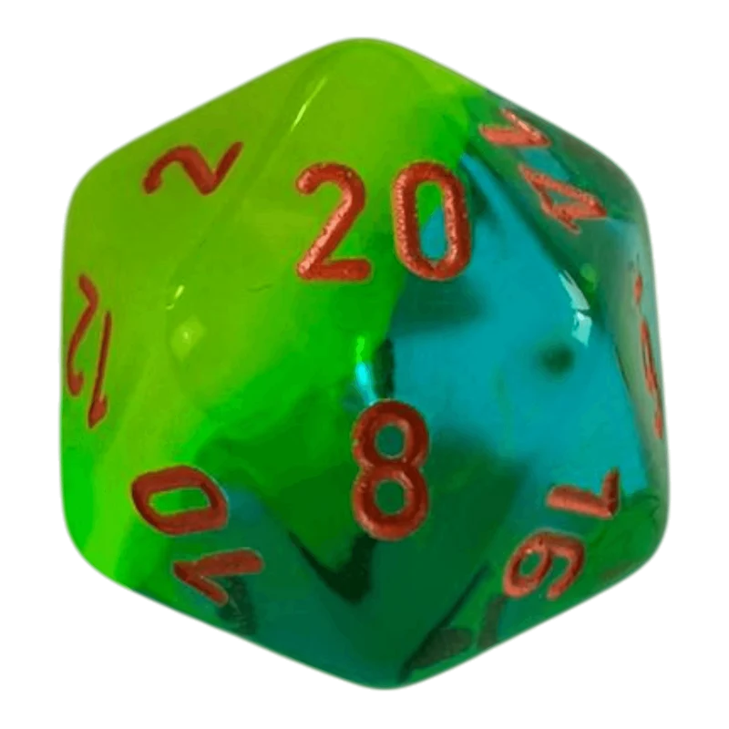 W20 Chessex Gemini Plasma Green/Teal/Orange