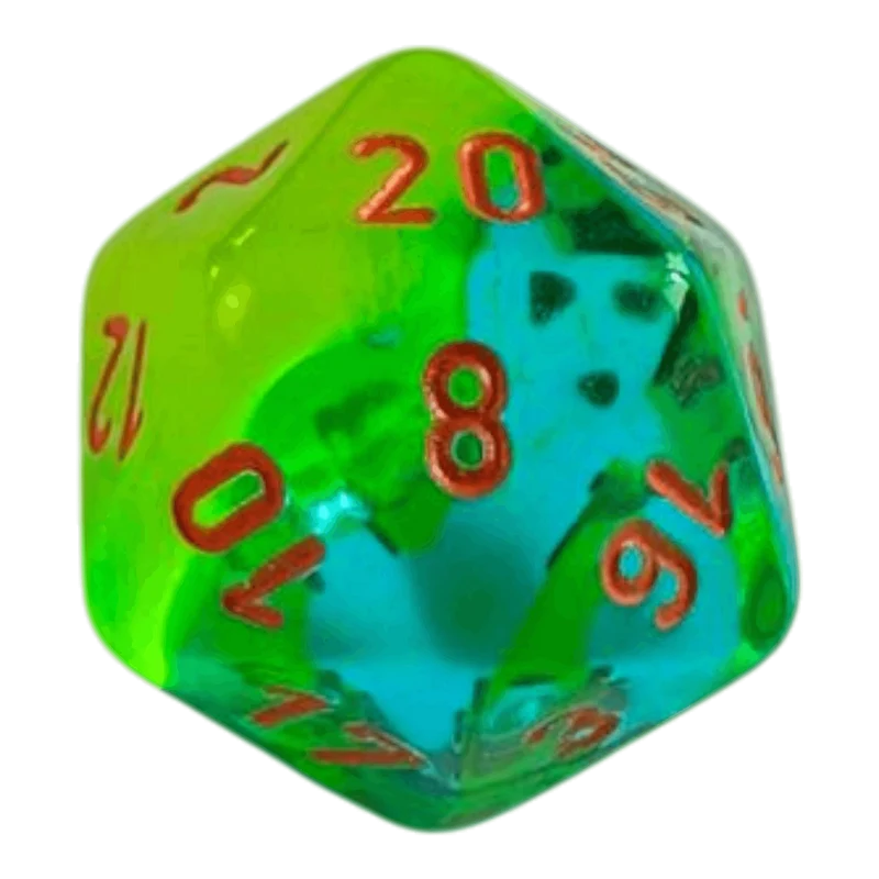 W20 Chessex Gemini Plasma Green/Teal/Orange