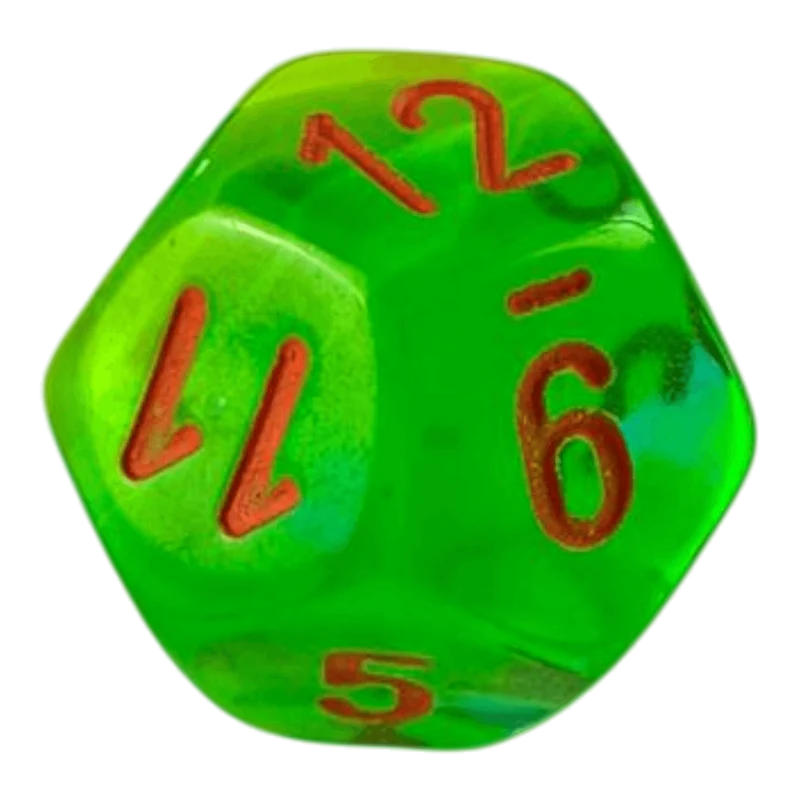 W12 Chessex Gemini Plasma Green/Teal/Orange