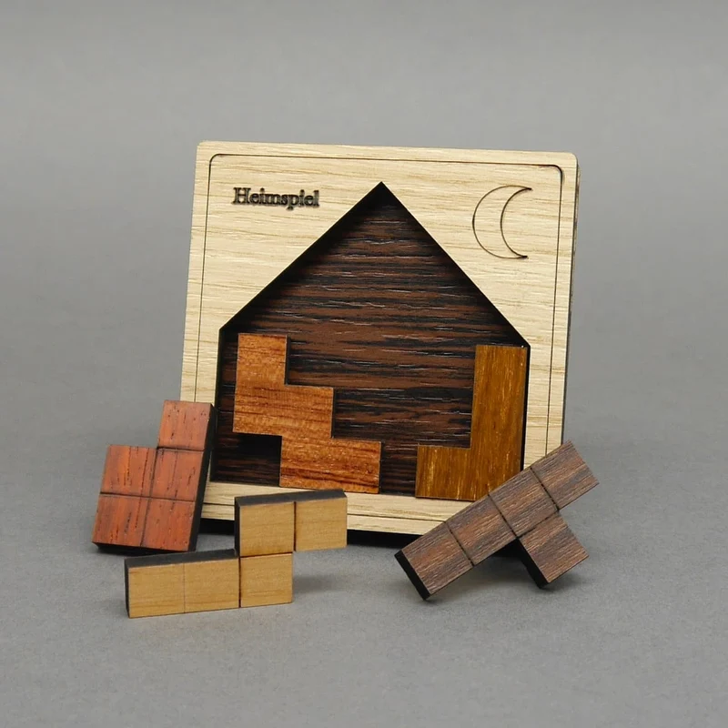 HEIMSPIEL - kleines, schwieriges Holzpuzzle