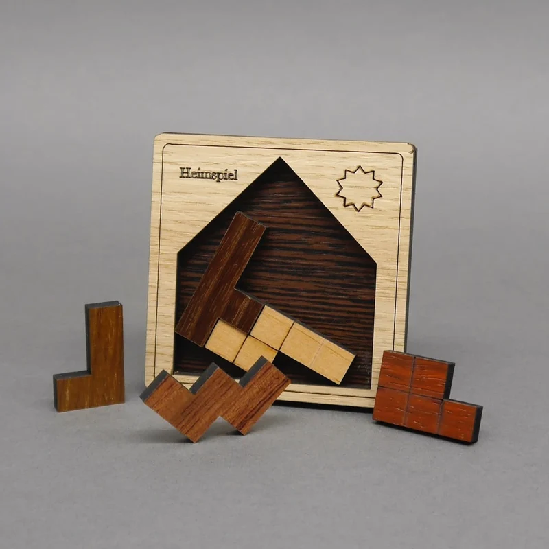 HEIMSPIEL - kleines, schwieriges Holzpuzzle