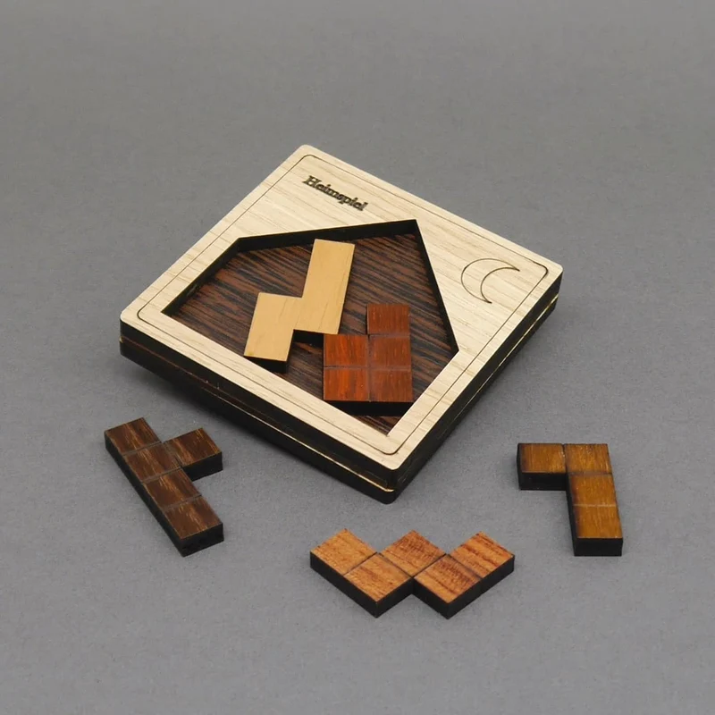 HEIMSPIEL - kleines, schwieriges Holzpuzzle