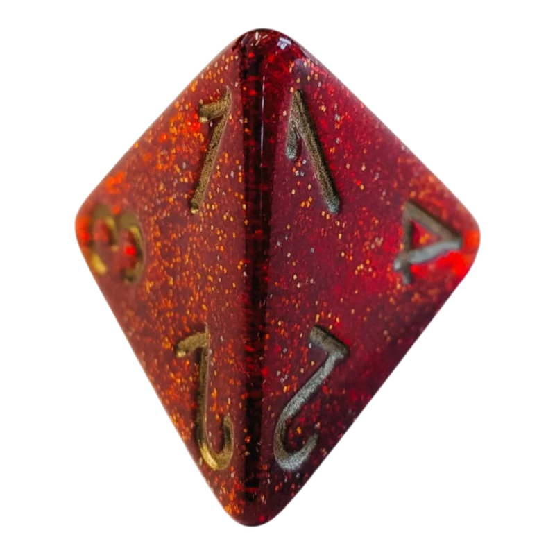 Chessex Mega‑Hedral - Glitter Ruby/gold Dice Set (20mm)