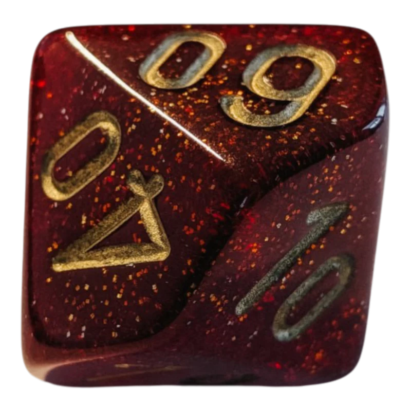 Chessex Mega‑Hedral - Glitter Ruby/gold Dice Set (20mm)