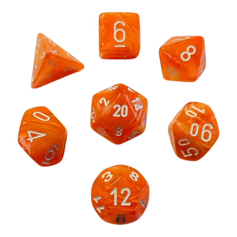 Chessex Mega‑Hedral - Festive Dahlia/white Dice Set (20mm)