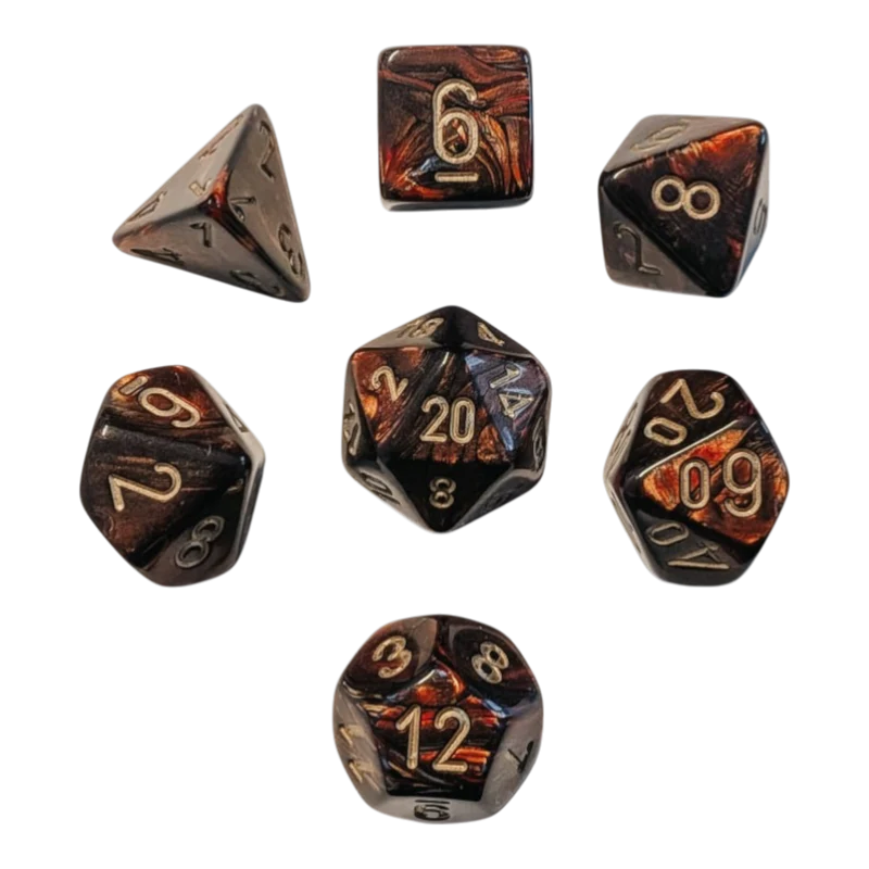 Chessex Mega‑Hedral - Scarab Blue Blood/gold Dice Set (20mm)