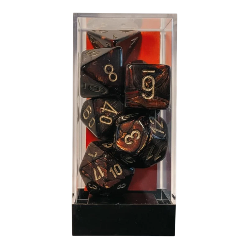 Chessex Mega‑Hedral - Scarab Blue Blood/gold Dice Set (20mm)