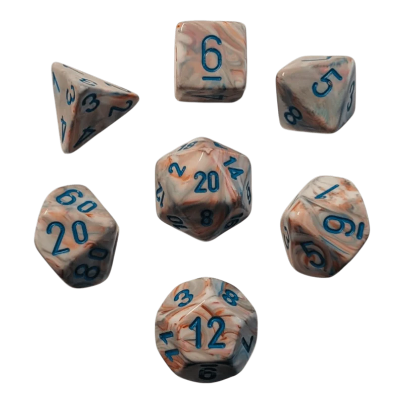 Chessex Mega‑Hedral - Festive Pop Art/blue Dice Set (20mm)