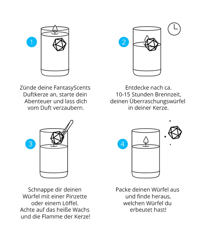Duftkerze Wahnsinn & Wissen mit Überraschungswürfel