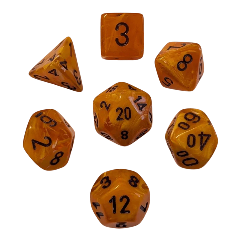 Chessex Vortex Orange/black 7er MINI Set