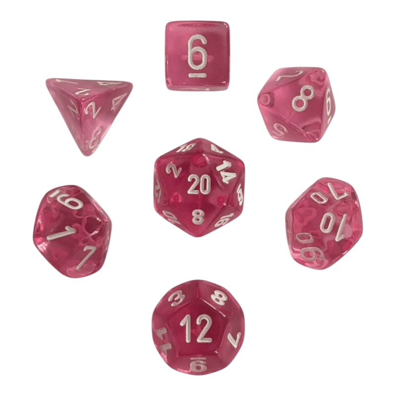Chessex Translucent Pink/white 7er MINI Set