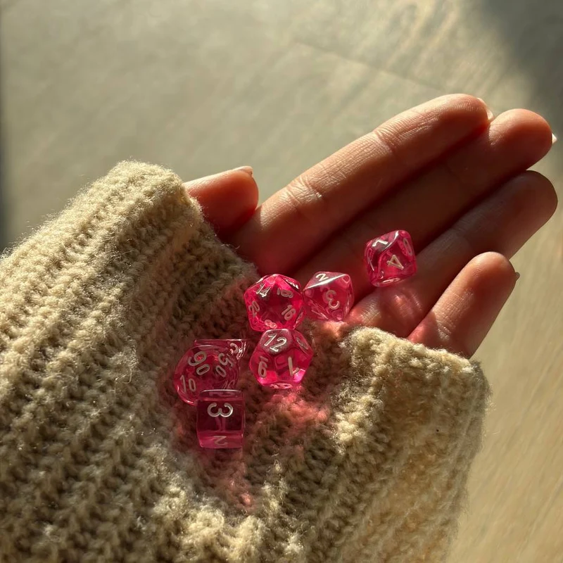 Chessex Translucent Pink/white 7er MINI Set