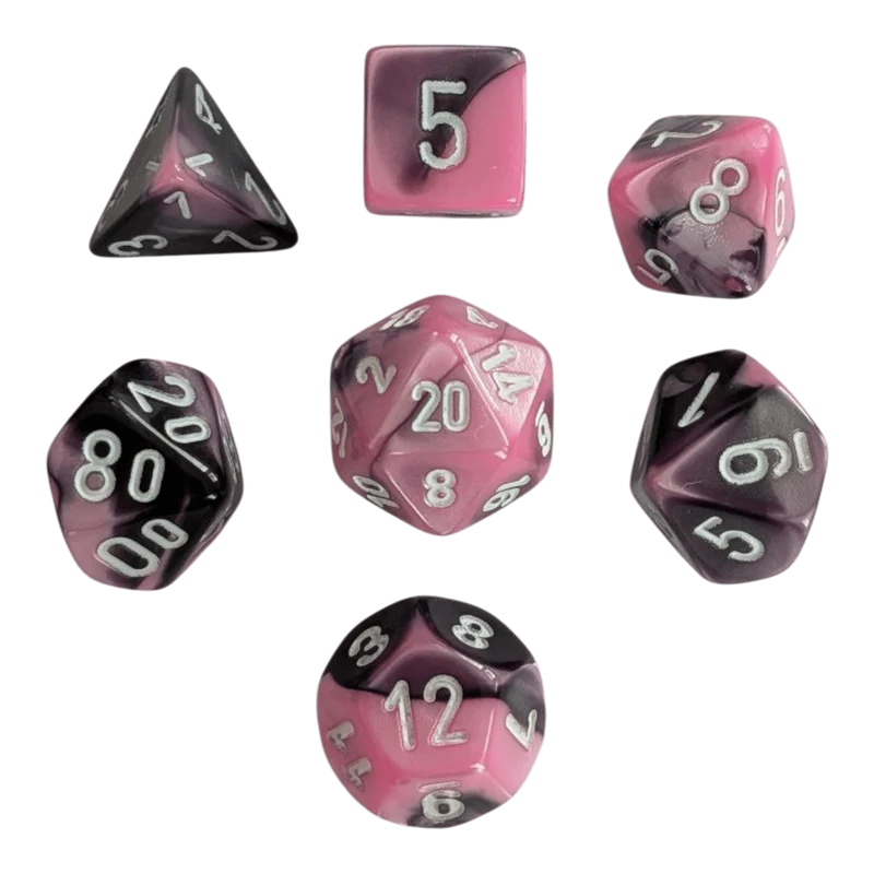 Chessex Gemini Black-Pink/white 7er MINI Set
