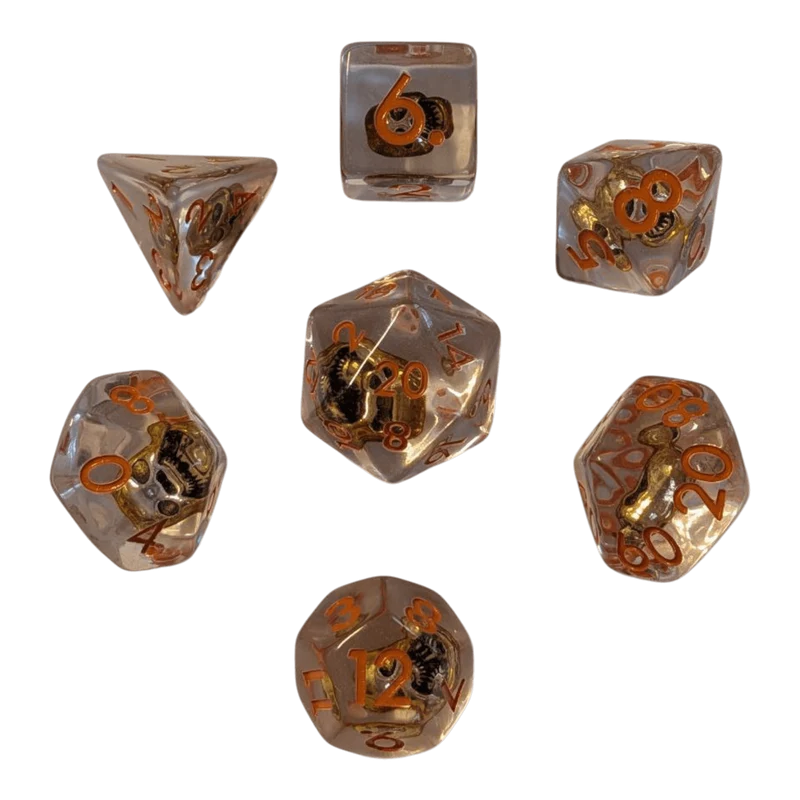 Totenkopf Würfel – Skull Dice Transparent (7er Set)
