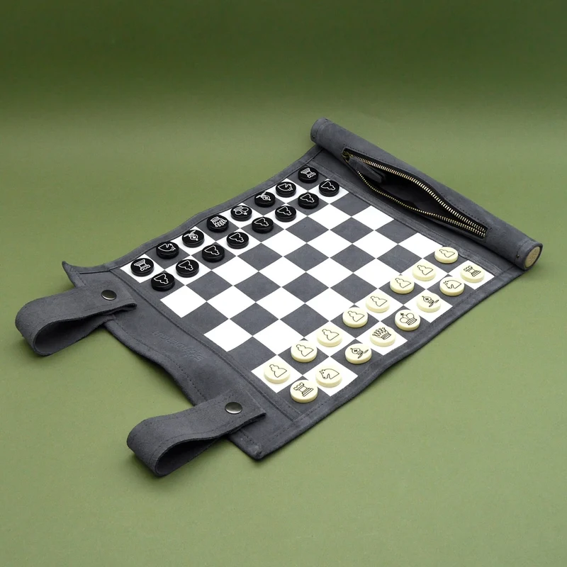 REISE-SCHACH/DAME - 100% Leder