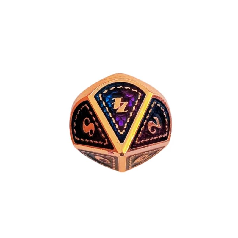 Metall Würfelset "Dragon Scale" | Roségold Blau-Lila | 7er RPG Würfelset