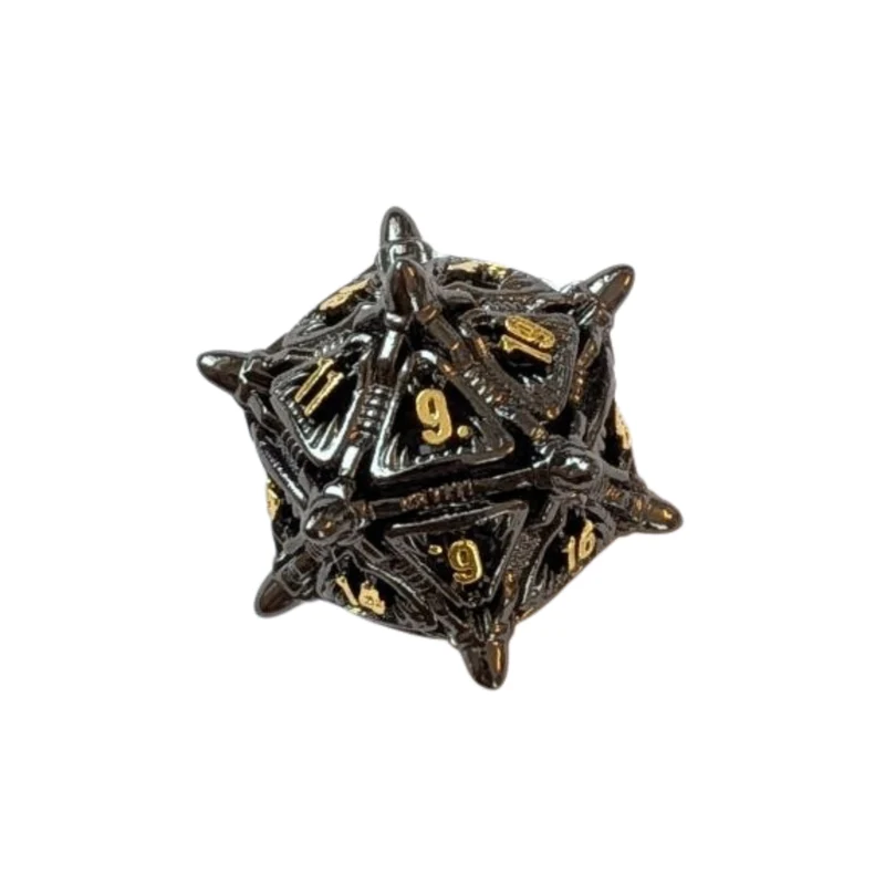 Metall Würfelset Hollow "Big Mouth Monster" | Schwarz & Gold | Monsterwürfelset