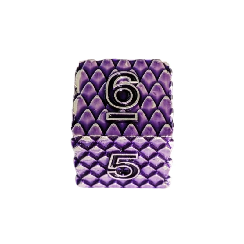 Dragon Scale Metallwürfel Set Lila – 7-teiliges RPG Würfelset mit Drachenauge