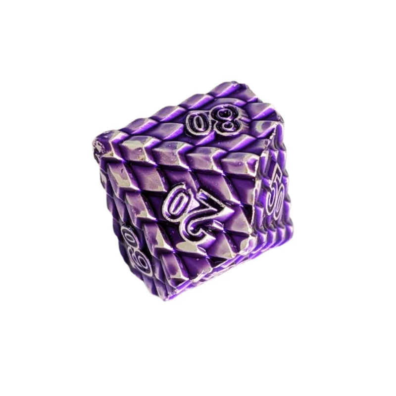Dragon Scale Metallwürfel Set Lila – 7-teiliges RPG Würfelset mit Drachenauge