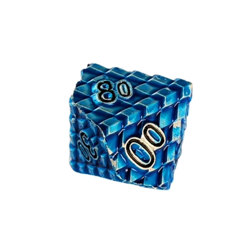 Dragon Scale Metallwürfel Set Blau – 7-teiliges RPG Würfelset mit Drachenauge