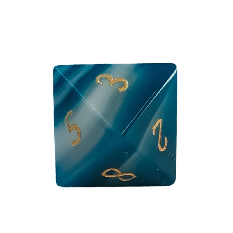 Blue Agate Dice – RPG Würfelset | Ozeanblau & Gold (blauer Achat)