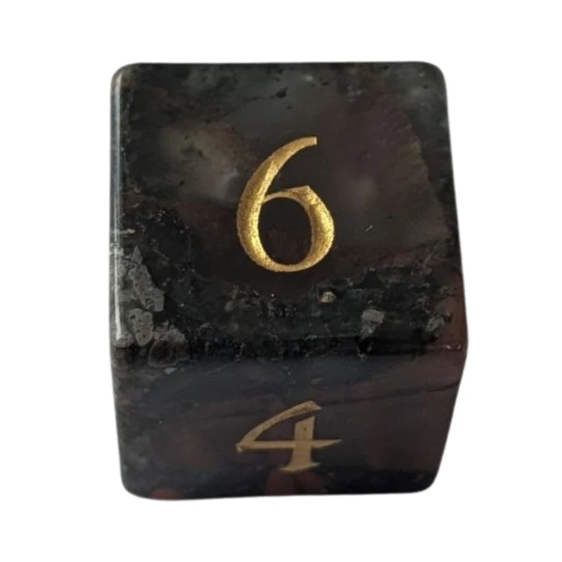 Dragon Blood Dice / Bloodstone Edelstein Würfelset | Schwarz/Rot mit goldenen Zahlen