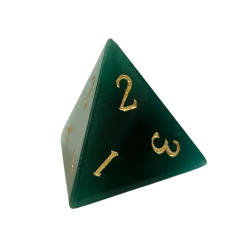 Green Cat's Eye / Emerald Green Dice - Edelsteinwürfel Set | Grün & Gold