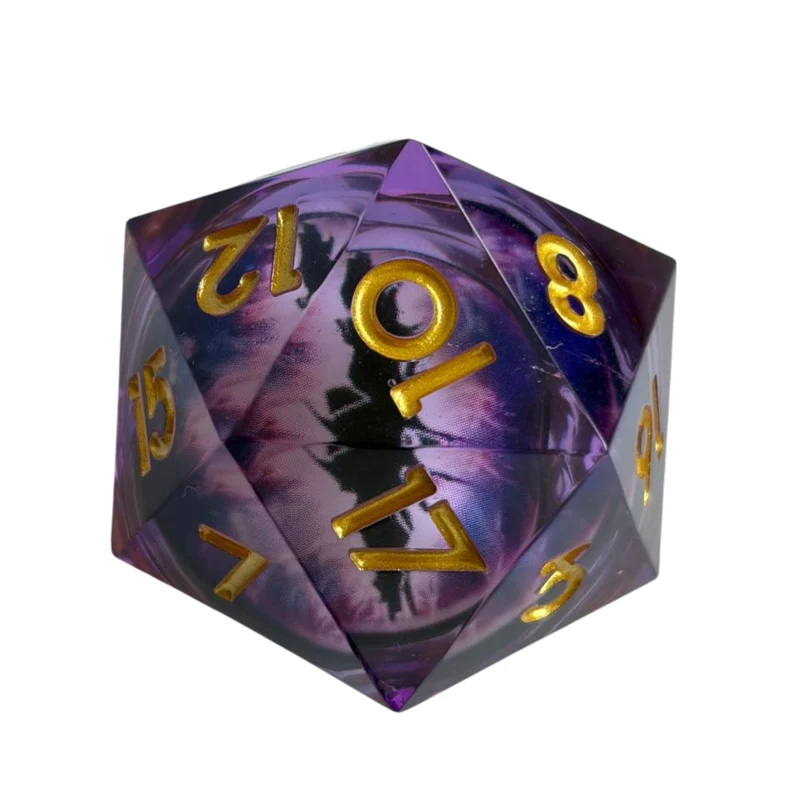 Riesen Drachenaugen-Würfel mit flüssigem Kern / Lila W20 (33mm)