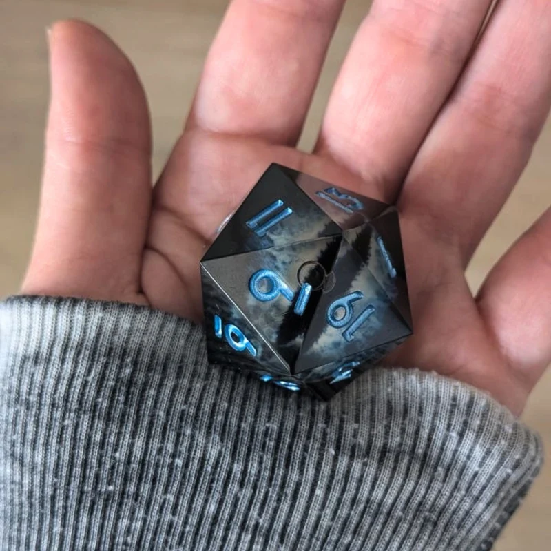 Riesen Drachenaugen-Würfel mit flüssigem Kern / Blau W20 (33mm)