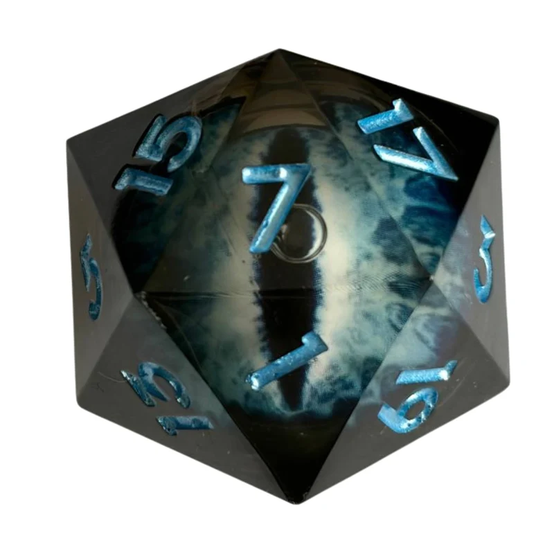 Riesen Drachenaugen-Würfel mit flüssigem Kern / Blau W20 (33mm)