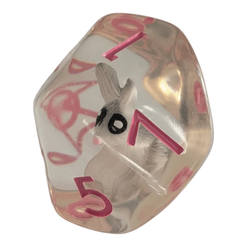 Rabbit Dice Set / Hasenwürfel 7er Set (transparent / rosa)