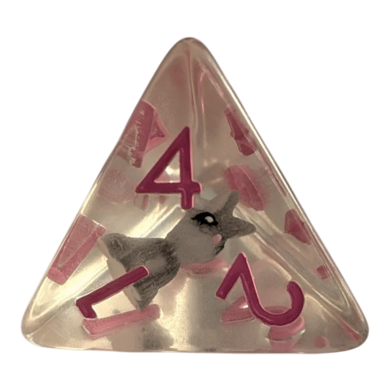 Rabbit Dice Set / Hasenwürfel 7er Set (transparent / rosa)