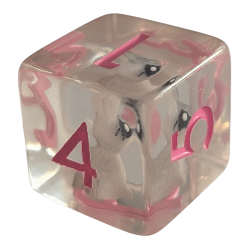 Rabbit Dice Set / Hasenwürfel 7er Set (transparent / rosa)