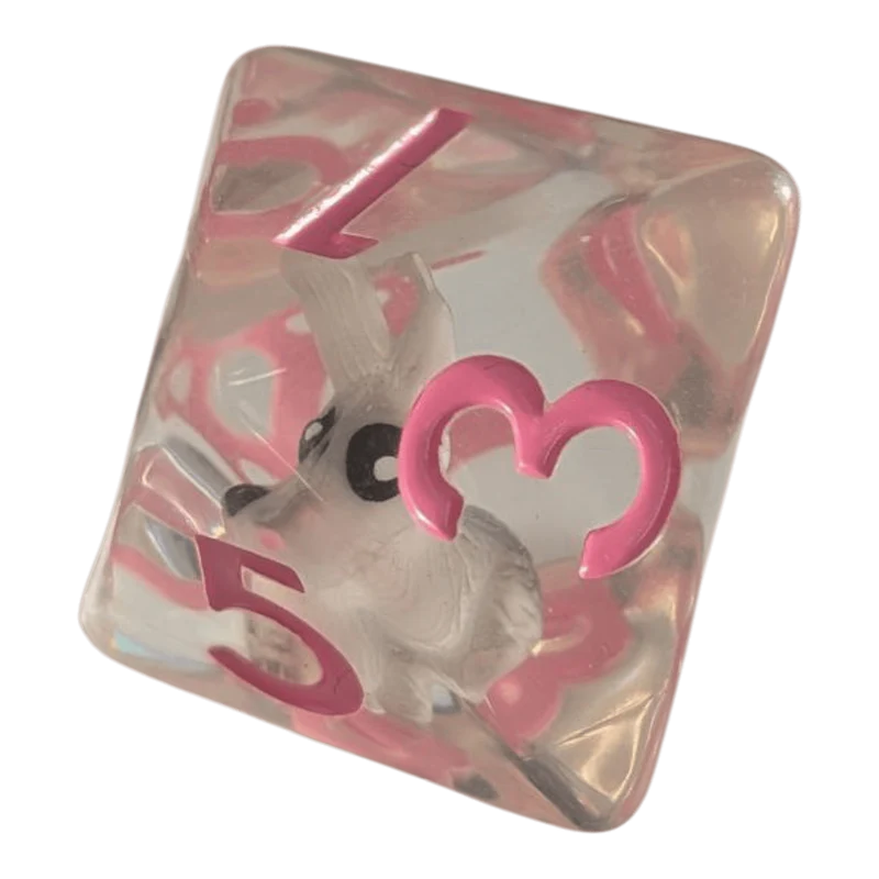 Rabbit Dice Set / Hasenwürfel 7er Set (transparent / rosa)