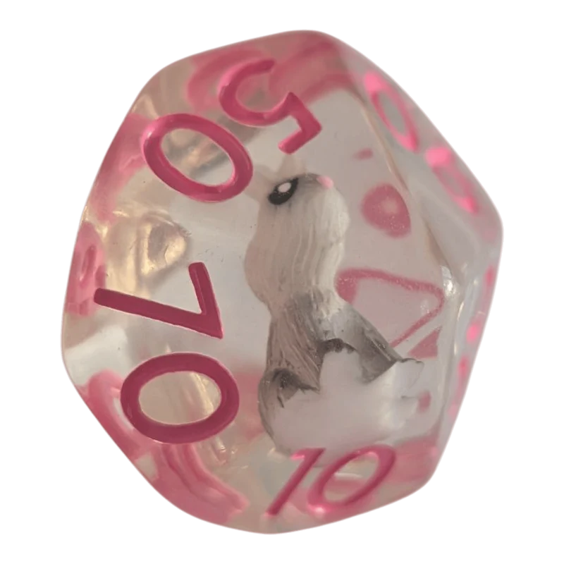 Rabbit Dice Set / Hasenwürfel 7er Set (transparent / rosa)