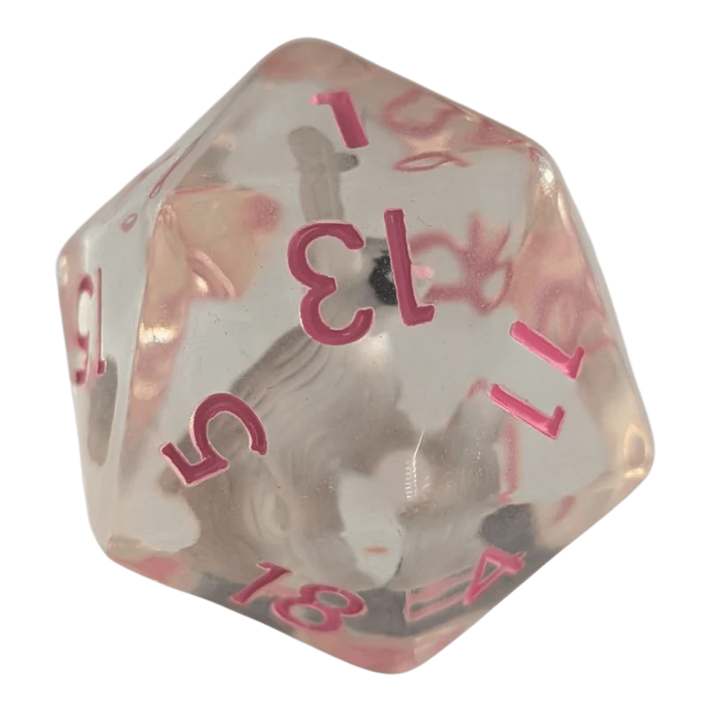 Rabbit Dice Set / Hasenwürfel 7er Set (transparent / rosa)
