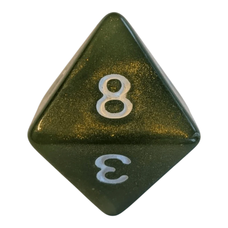 Olivgrüner Glitzerwürfel W8
