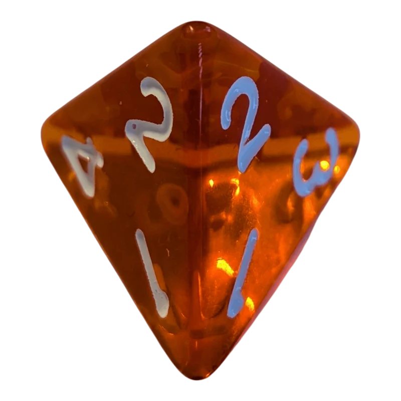 Transparentes Würfelset – Orange/Rot (7er Set)