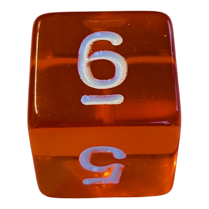 Transparentes Würfelset – Orange/Rot (7er Set)