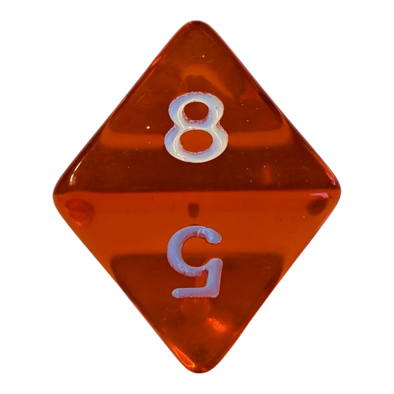 Transparentes Würfelset – Orange/Rot (7er Set)