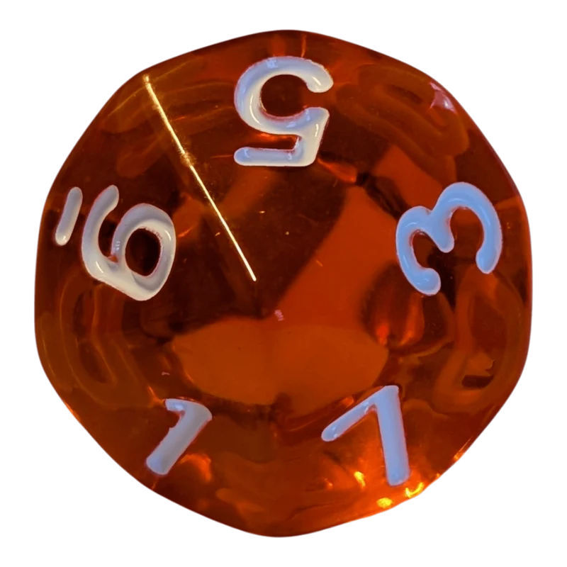 Transparentes Würfelset – Orange/Rot (7er Set)