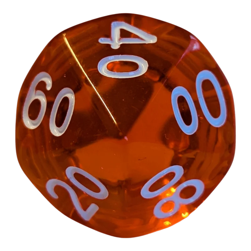 Transparentes Würfelset – Orange/Rot (7er Set)