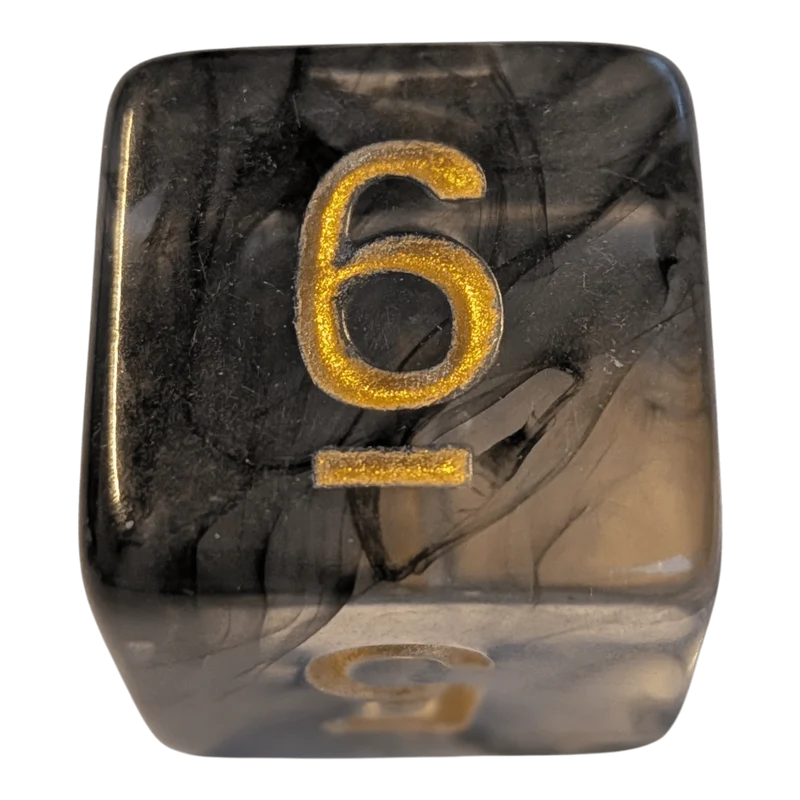 Nebula Dark Cloud Dice Set - Transparentes 7er Set Schwarz/Gold