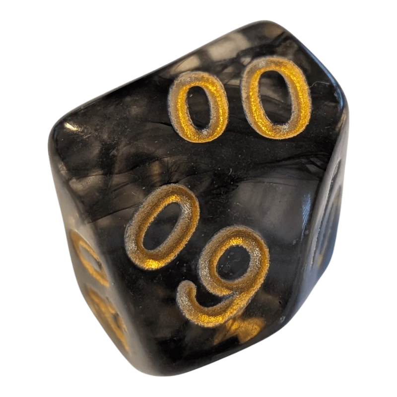 Nebula Dark Cloud Dice Set - Transparentes 7er Set Schwarz/Gold